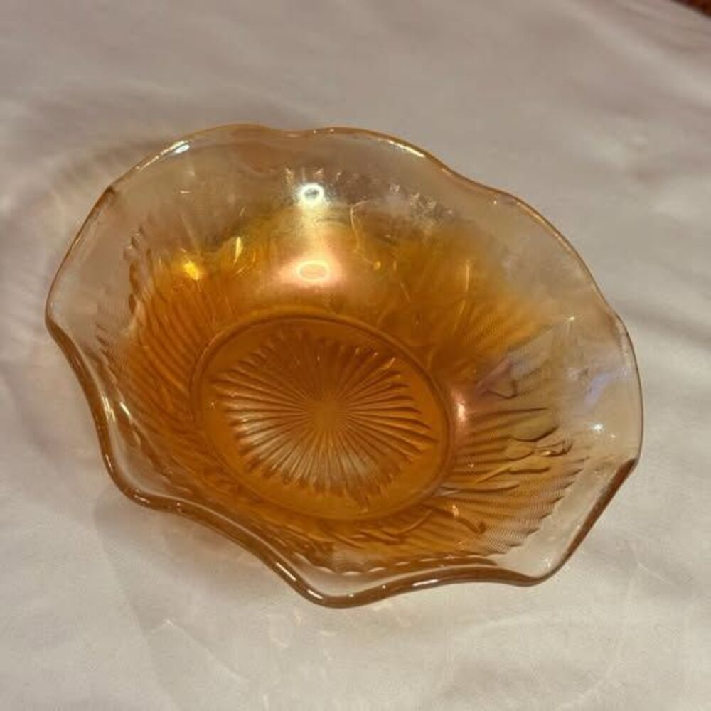 Vintage Marigold Carnival Glass Bowl Jeanette Glass Company